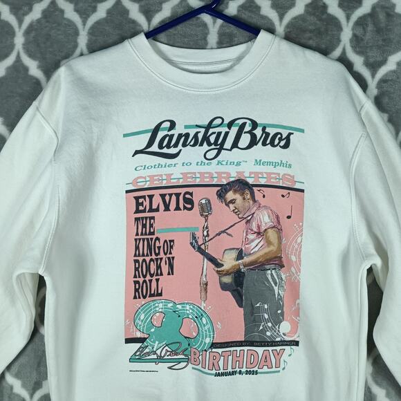 Unbranded Tops - Elvis Presley Lansky Bros Sweatshirt Women Large White Memphis 2025 Graphic
